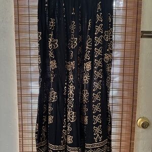 Festive bohemian Black/Gold maxi Skirt